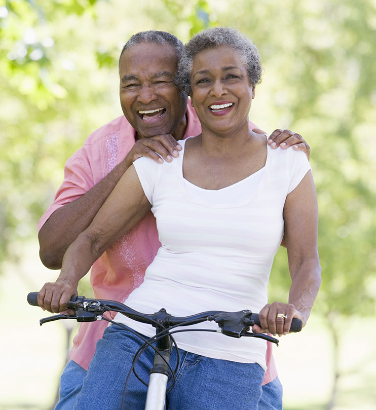 Elderly couple smiling